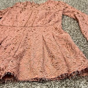 DO+BE Dusty Pink/Mauve Long Sleeve Lace Romper-Semi Formal- Wedding- Bridal